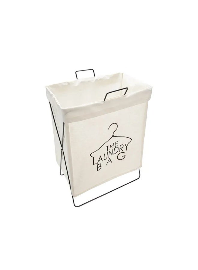 A foldable laundry basket with a metal frame, made of durable fabric, and a lightweight organizer - Image 2