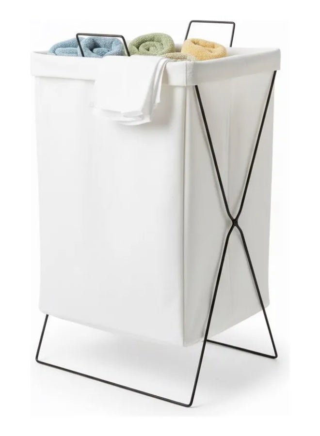 A foldable laundry basket with a metal frame, made of durable fabric, and a lightweight organizer - Image 4