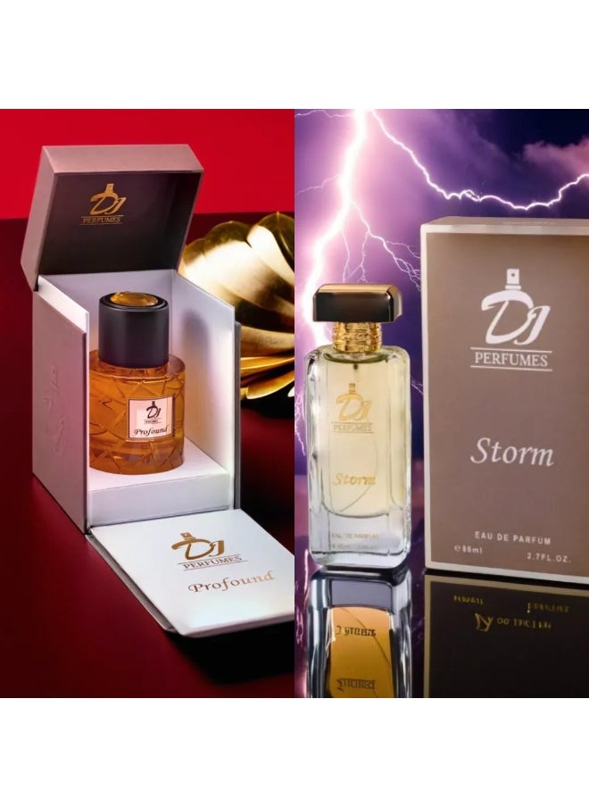 عطور دي جي مجموعة دي جي سيف الكبيرة من قطعتين للرجال (بروفاوند أو دو بارفان 100 مل وستورم أو دو بارفان 80 مل) 