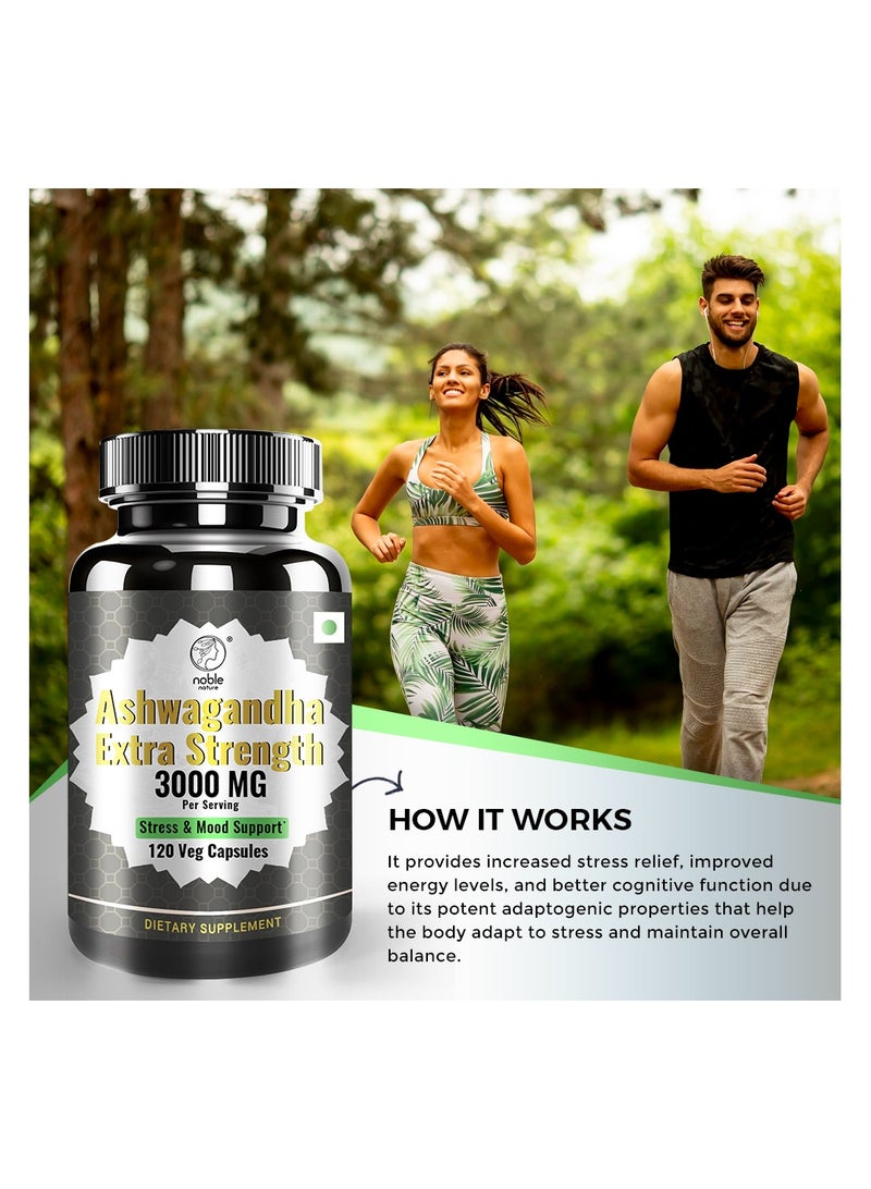 noble nature Ashwagandha Extra Strength 3000 MG - Stress & Mood Support - 120 Veg Capsules - Image 4