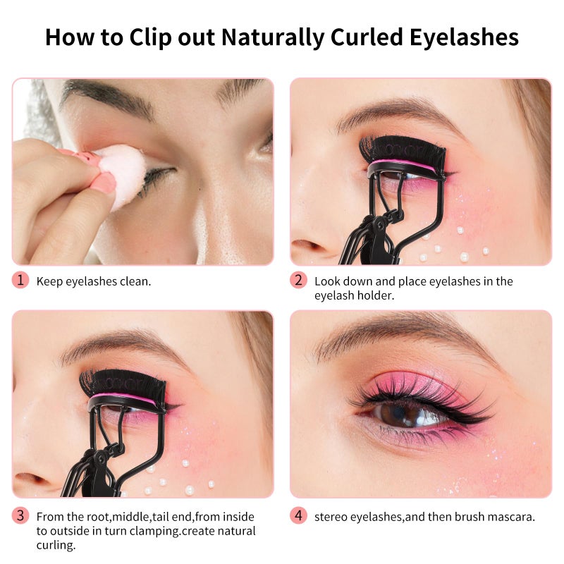 Docolor Eyelash Curler Kit, 4 in 1 Lash Curler Kit, eyelash comb eyelash extension tweezers eyebrow brush and comb with 6 Extra Replacement Refill Pads Eyelash Applicator Makeup Tool - Image 3