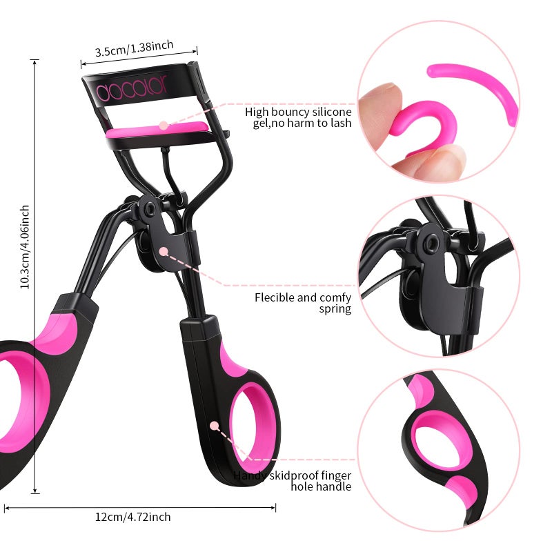 Docolor Eyelash Curler Kit, 4 in 1 Lash Curler Kit, eyelash comb eyelash extension tweezers eyebrow brush and comb with 6 Extra Replacement Refill Pads Eyelash Applicator Makeup Tool - Image 2