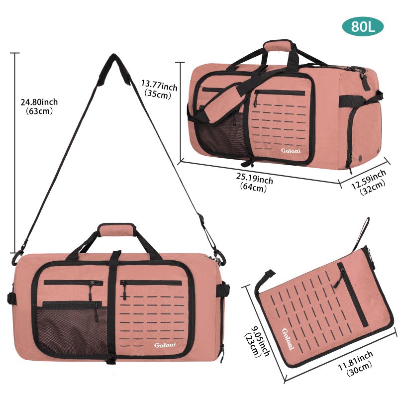 Goloni Foldable Travel Duffle Bag for Men Women, Waterproof with Shoe Compartment, 80L 120L Large Collapsible Luggage Bag, Lightweight Packable Duffel for Travel Sports Gym Airline Carry On Checked Bag - Image 2