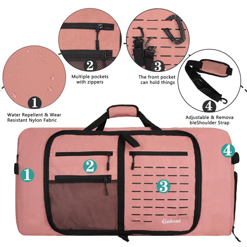 Goloni Foldable Travel Duffle Bag for Men Women, Waterproof with Shoe Compartment, 80L 120L Large Collapsible Luggage Bag, Lightweight Packable Duffel for Travel Sports Gym Airline Carry On Checked Bag - Image 3