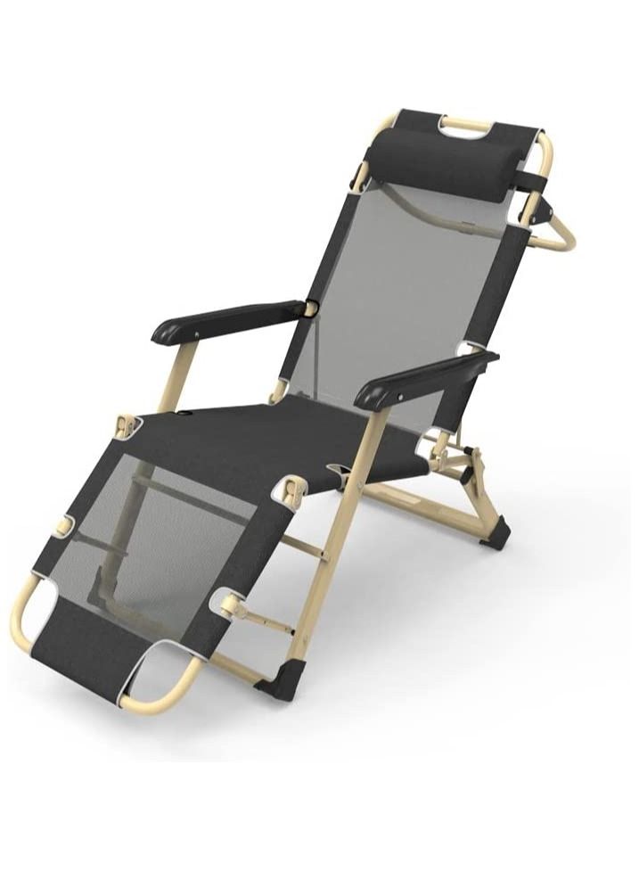 GT-Wheel Chaise Lounge Chair Portable Folding Patio Recliner Pool Chair Adjustable Backrest for Beach or Backyard - Image 1