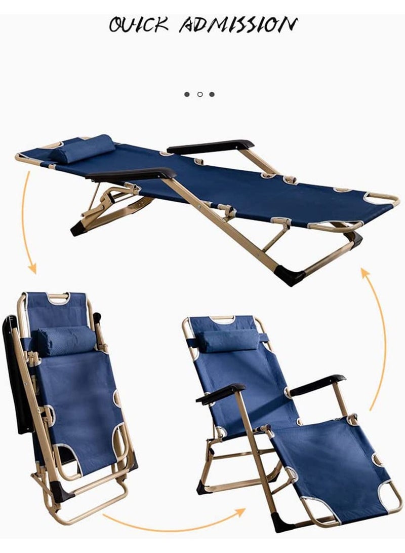 GT-Wheel Chaise Lounge Chair Portable Folding Patio Recliner Pool Chair Adjustable Backrest for Beach or Backyard - Image 4