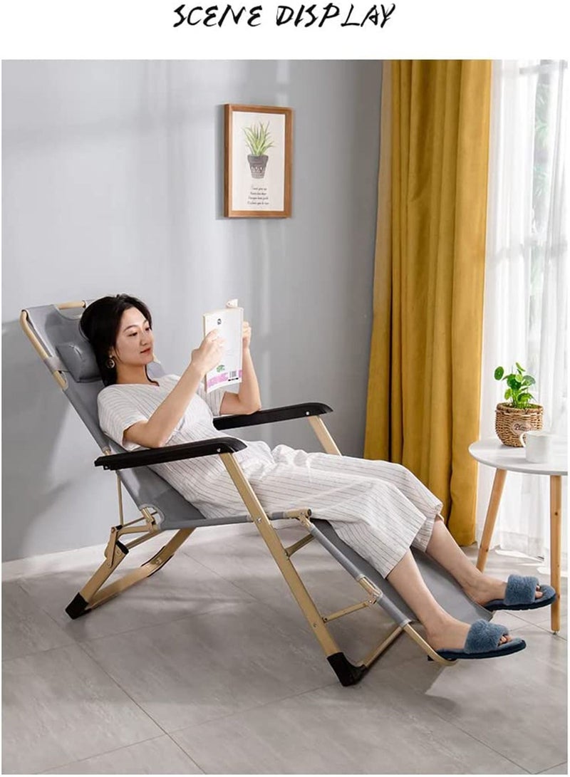 GT-Wheel Chaise Lounge Chair Portable Folding Patio Recliner Pool Chair Adjustable Backrest for Beach or Backyard - Image 3