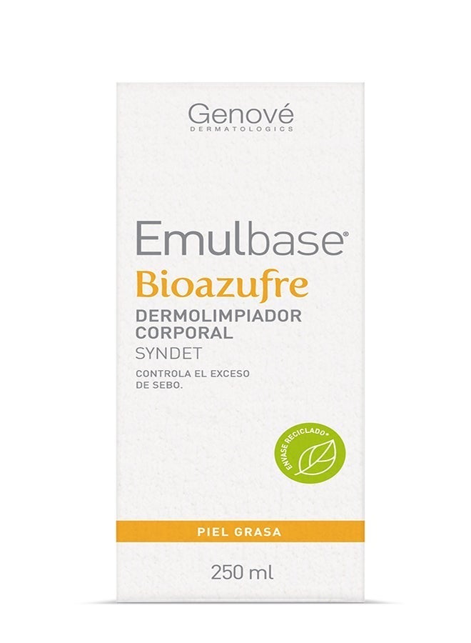 Genove Genové Emulbase Bioazufre Body Cleanser 250ml - Sebum Control Syndet for Oily Skin, Acne-Prone & Imperfections - Image 1