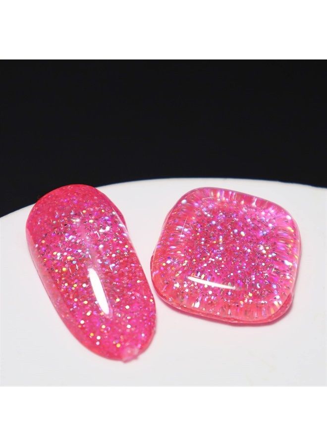FZANEST Glitter Gel Nail Polish Led UV Sparkle Nail Gel Polish Colors Nail Art Manicure(Diamond pink) - Image 3