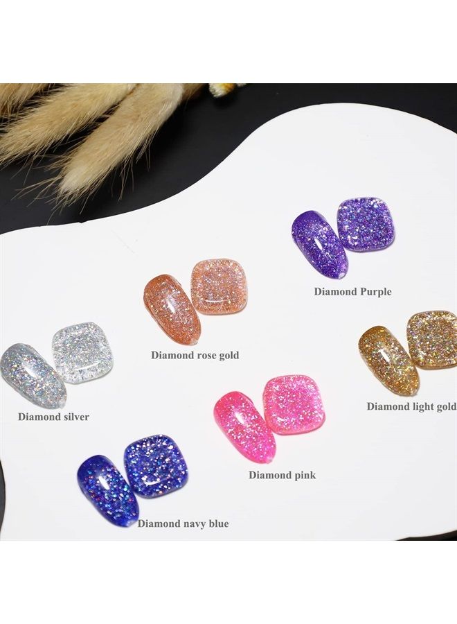 FZANEST Glitter Gel Nail Polish Led UV Sparkle Nail Gel Polish Colors Nail Art Manicure(Diamond pink) - Image 4