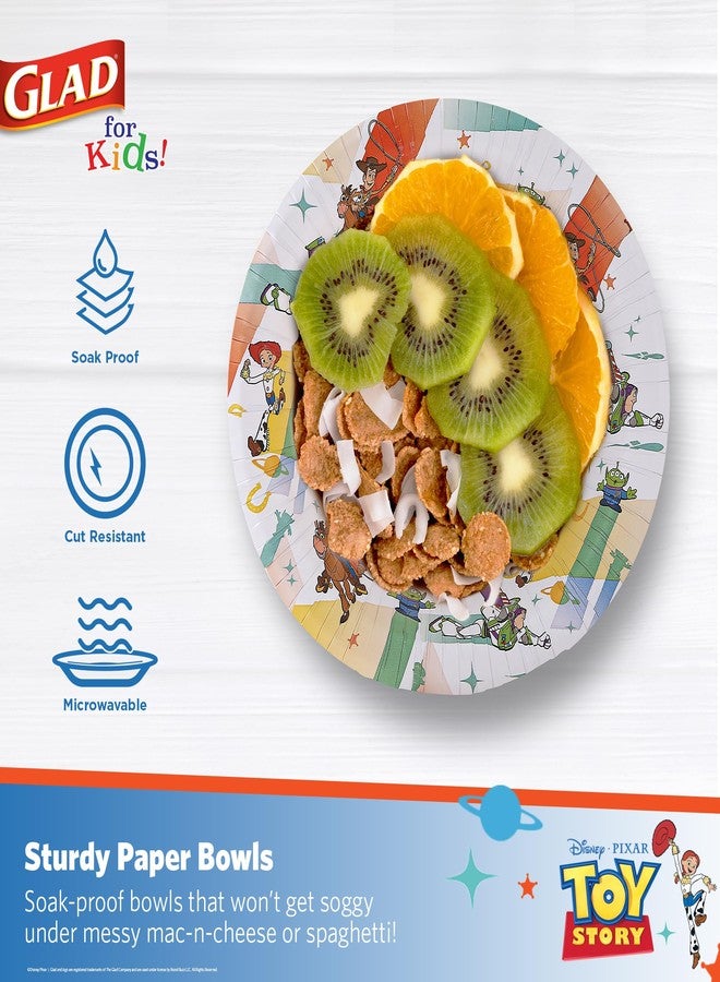 Glad for Kids Disney Pixar Toy Story Paper Bowls - Disposable Bowls with Kid-Friendly Design - Durable and Fun for Snacks or Meals for Everyday Use, 12 Ounce, 40 Count - Image 3