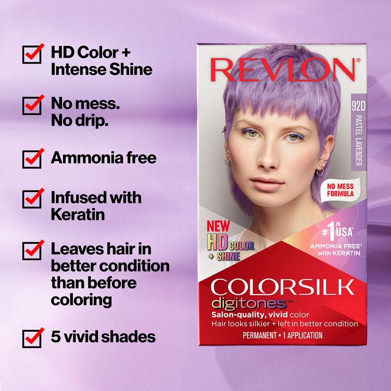 Revlon ColorSilk Digitones Permanent Hair Color with Keratin, 92D Pastel Lavender, 1 Count - Image 2