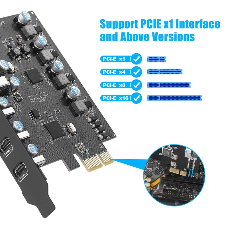 Sinefine PCIe to USB 3.0 Expansion Card 7 USB Ports (4 Type-A and 3 Type-C Ports), PCI Express USB Add in Card for Desktop PC Host Card - Image 3