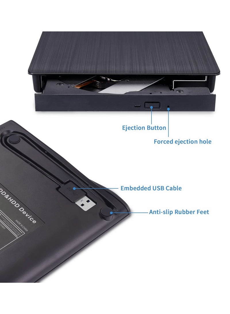 External DVD Drive USB 3.0 Type-C USB C Portable DVD Player for Laptop CD DVD +/-RW Disk Drive CD ROM Burner Writer CD/DVD Burner Reader Compatible with Laptop Desktop Windows Linux OS Apple MacBook