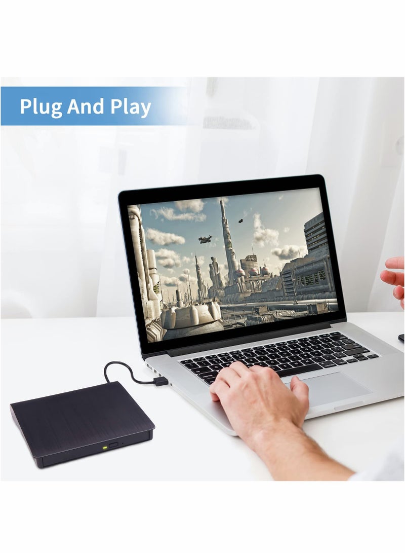 External DVD Drive USB 3.0 Type-C USB C Portable DVD Player for Laptop CD DVD +/-RW Disk Drive CD ROM Burner Writer CD/DVD Burner Reader Compatible with Laptop Desktop Windows Linux OS Apple MacBook