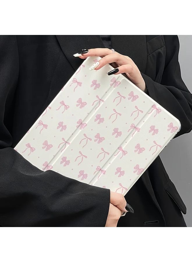 Case For Ipad 10th Generation Ipad 11th Generation A16 Pink Bow Faux Leather Tablet Cover With Sleep Wake Function - Image 3