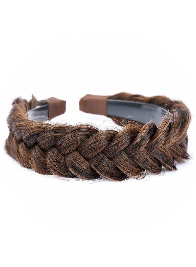 BOBIYA Wide Chunky Plaited Braided Headband Hair Band Synthetic Braid Hairpieces with Teeth Piano Two Tone Colors Accessories (W-Auburn) - Image 2