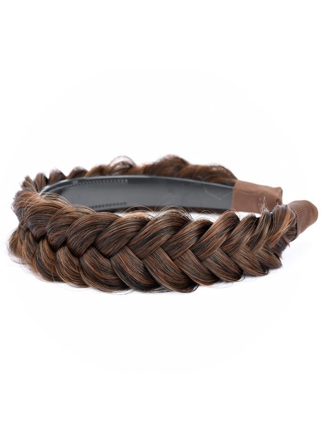 BOBIYA Wide Chunky Plaited Braided Headband Hair Band Synthetic Braid Hairpieces with Teeth Piano Two Tone Colors Accessories (W-Auburn) - Image 3