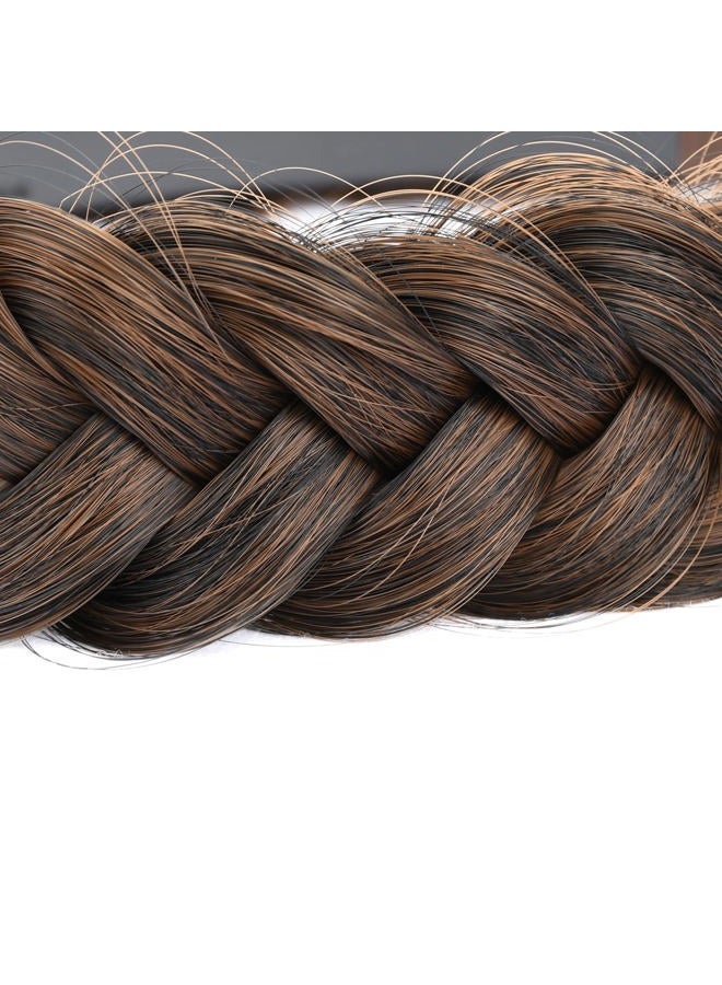 BOBIYA Wide Chunky Plaited Braided Headband Hair Band Synthetic Braid Hairpieces with Teeth Piano Two Tone Colors Accessories (W-Auburn) - Image 5