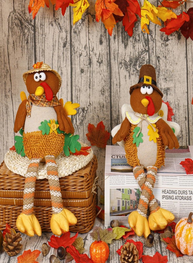 OurHonor 2 Pack Turkey Stuffed Animal, Thanksgiving Table Decor Turkeys Plush Fall Couple Doll Indoor Gift for Thanksgiving Day Party Boys and Girls - Image 5