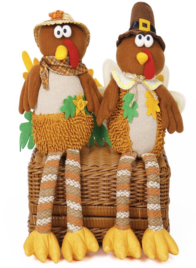 OurHonor 2 Pack Turkey Stuffed Animal, Thanksgiving Table Decor Turkeys Plush Fall Couple Doll Indoor Gift for Thanksgiving Day Party Boys and Girls - Image 1