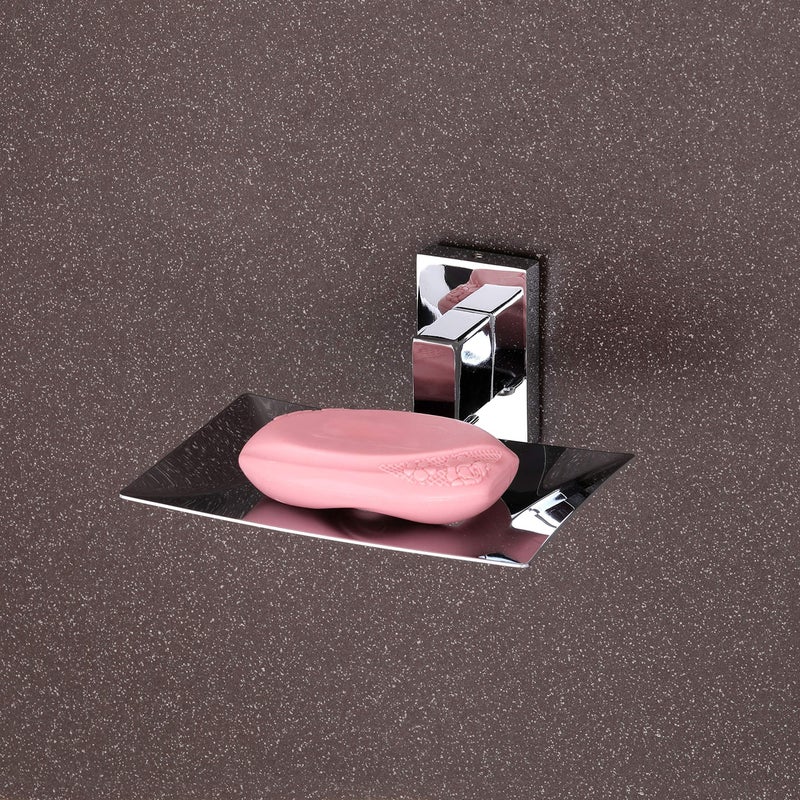 iSTAR Chrome Finish Stainless Steel Square Soap Dish Holder for Bathroom and Kitchen Soap Case (Single) - Image 2