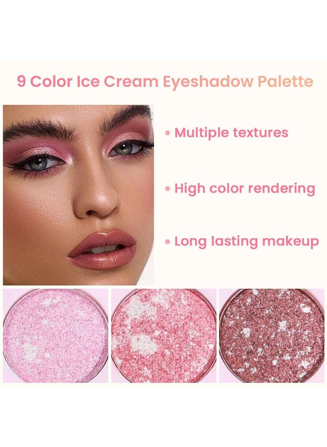 كابييل لوحة مكياج ظل العين اللامع باللون الوردي مع 9 ألوان، ظلال جافة براقه شديدة الصبغة، لوحة ظلال عيون مقاومة للماء للحفلات (02#) - Image 3