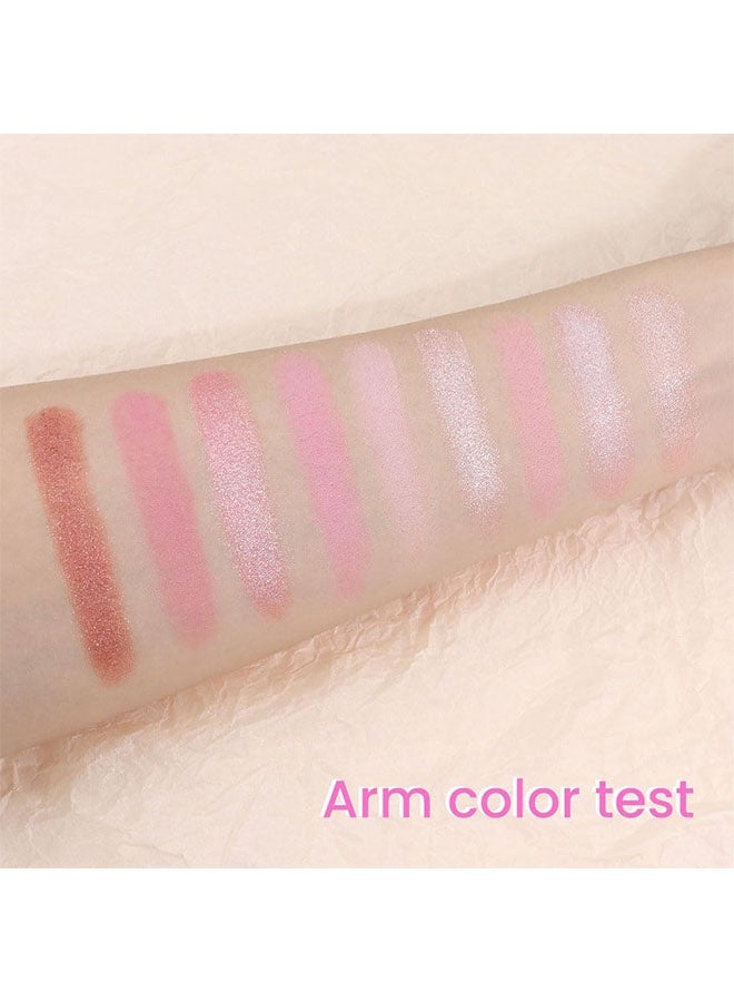 كابييل لوحة مكياج ظل العين اللامع باللون الوردي مع 9 ألوان، ظلال جافة براقه شديدة الصبغة، لوحة ظلال عيون مقاومة للماء للحفلات (02#) - Image 5