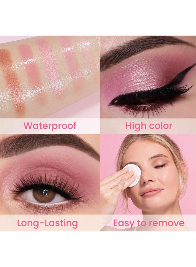 كابييل لوحة مكياج ظل العين اللامع باللون الوردي مع 9 ألوان، ظلال جافة براقه شديدة الصبغة، لوحة ظلال عيون مقاومة للماء للحفلات (02#) - Image 4