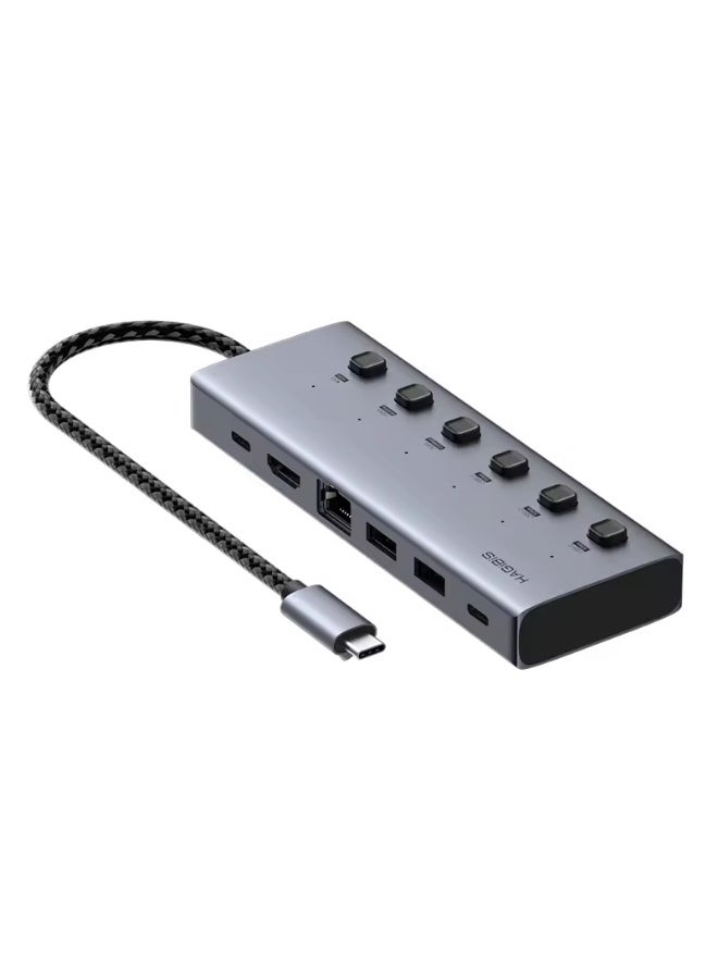 Hagibis USB C HUB Type-C Individual On/Off Switches Docking Station with 100W PD 4K HDMI-Compatible RJ45 for Laptops Macbook Pro - Image 1