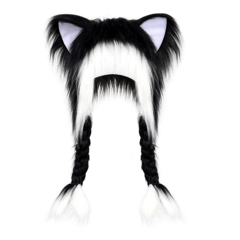 hbbhml Plush Animal Hat Fursuit Furry Cat Ears Headwear Hood Winter Warm Cap Halloween Party Costume Cosplay Accessories - Image 1