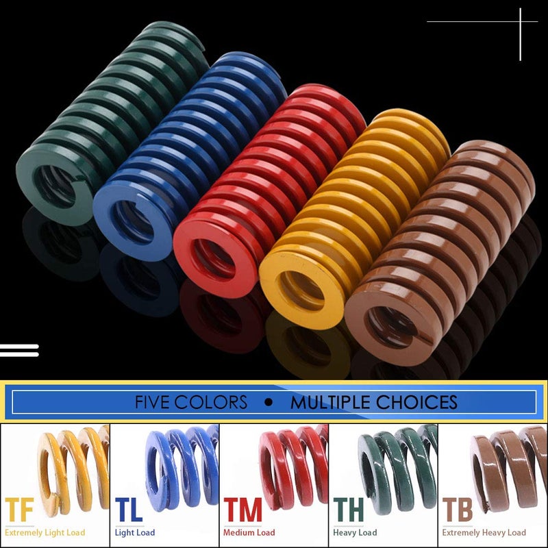 Glarks 50Pcs 5 Colors 8mm OD 20mm Long Light Load Compression Mould Die Spring Set Compatible with 3D Printer Ender 3 Stock Bed Leveling - Image 5