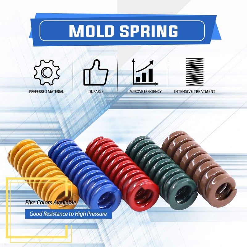 Glarks 50Pcs 5 Colors 8mm OD 20mm Long Light Load Compression Mould Die Spring Set Compatible with 3D Printer Ender 3 Stock Bed Leveling - Image 3