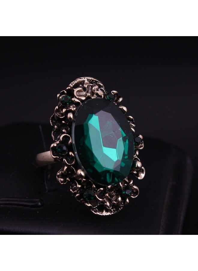 NIBEMINENT European and American Vintage Crystal Statement Gem Ring