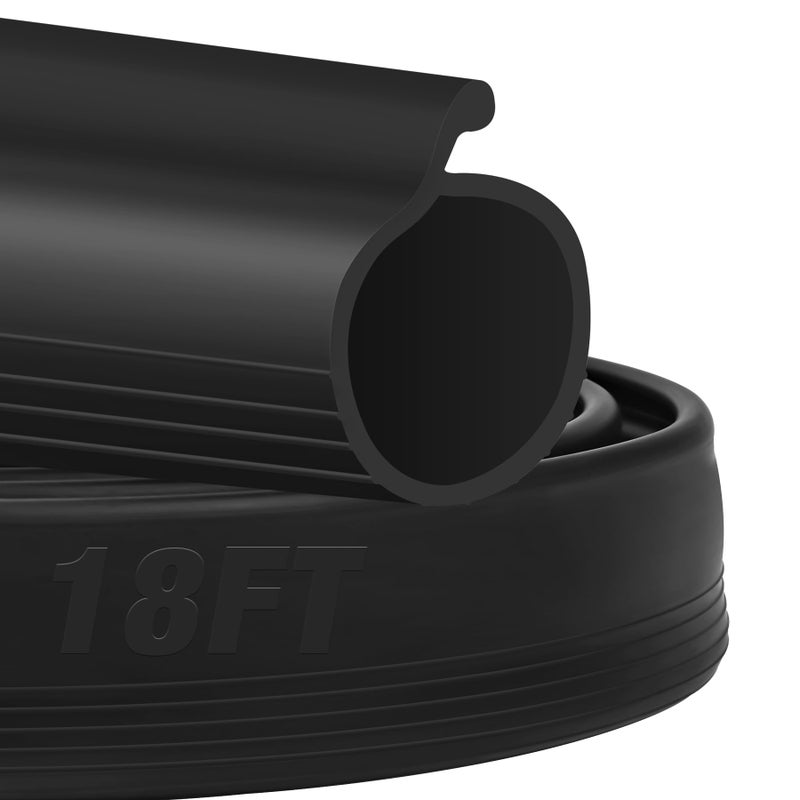 ToLanbbt 18FT Garage Door Seals Bottom Rubber 0.19" P Bulb Bottom Weather Seal, Weatherproof Replacement Weather Stripping Compatible with Overhead Door (18 FT, Black) - Image 1