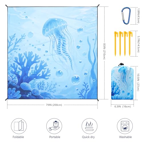 WIWIGO Beach Blanket Waterproof Sandproof Beach Mat 79 X 8310x9for 28 Adults Quick Drying Outdoor Picnic Mat Beach Accessories for Travel Camping Hiking - Image 3