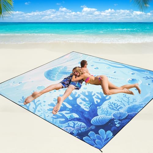 WIWIGO Beach Blanket Waterproof Sandproof Beach Mat 79 X 8310x9for 28 Adults Quick Drying Outdoor Picnic Mat Beach Accessories for Travel Camping Hiking - Image 1