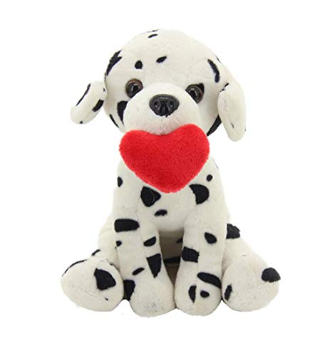 Plushland Cute Pawpals Puppy Dog Plush Stuffed Animal Girlfriend Toy Comes with Red Heart for Girls on Valentines Day 8 inches Dalmatian - Image 1
