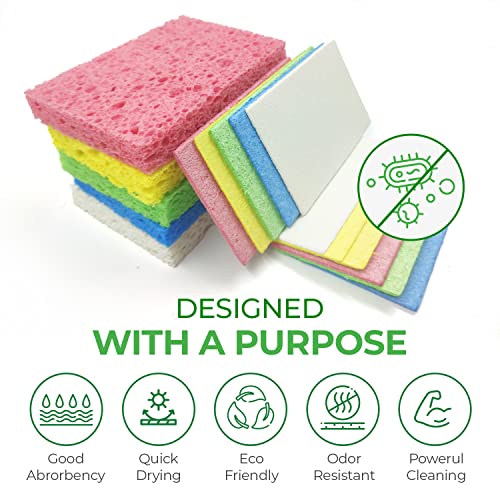 AIRNEX Biodegradable Cellulose Compressed Sponges - Pack of 16 Compostable Kitchen Pop Up Bulk - Non Scratch Multicolor Natural Dish Sponges - Heavy Duty Multipurpose Eco Friendly - Image 4