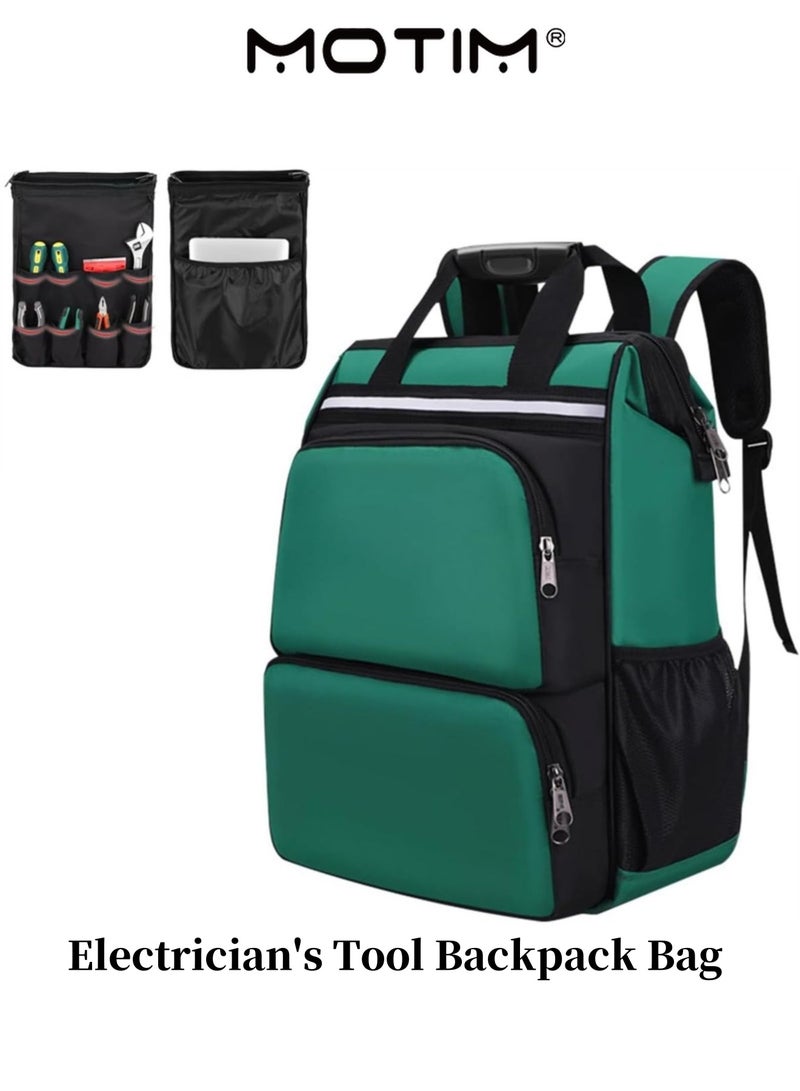 Motim Electrician's Tool Backpack Bag Large Capacity Scratch Resistant Oxford Waterproof Electrician Organizer with Pockets Comfort & Practicality Storage Carrier Bag for Hand tool - Image 1