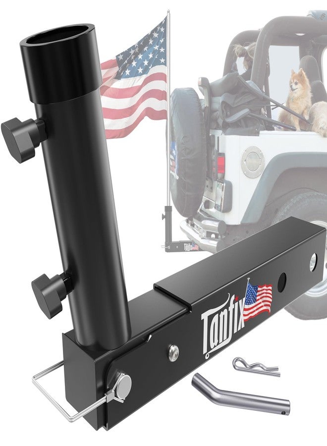 Tanfix Foldable Hitch Mount Flagpole Holder | All Metal Heavy- Duty, Fits Standard 2" Trailer Hitch, Compatible with Jeep, Truck, SUV, RV, Pickup, Camper Trailer (ONE Flagpole) - Image 1