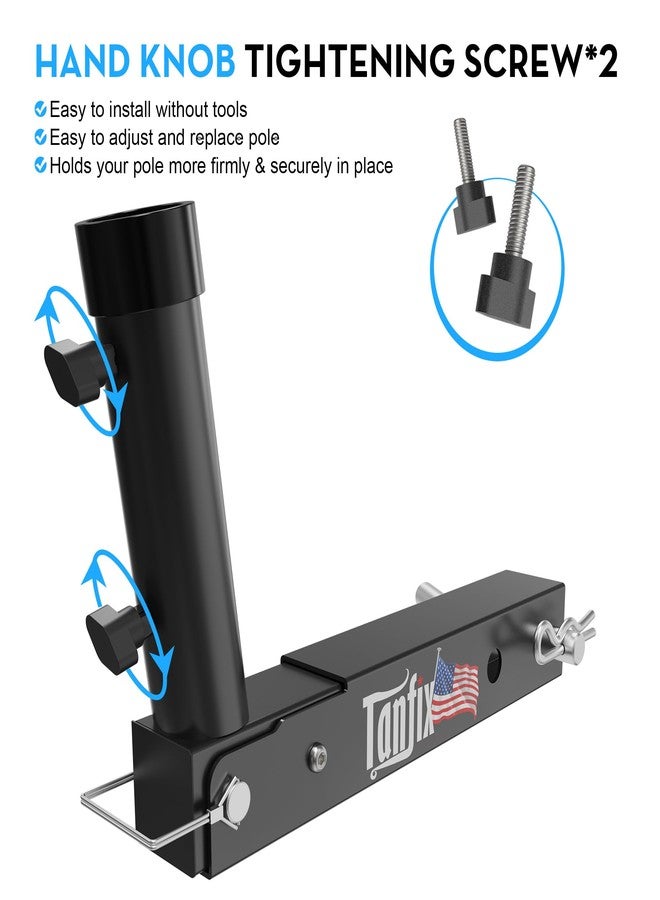 Tanfix Foldable Hitch Mount Flagpole Holder | All Metal Heavy- Duty, Fits Standard 2" Trailer Hitch, Compatible with Jeep, Truck, SUV, RV, Pickup, Camper Trailer (ONE Flagpole) - Image 3