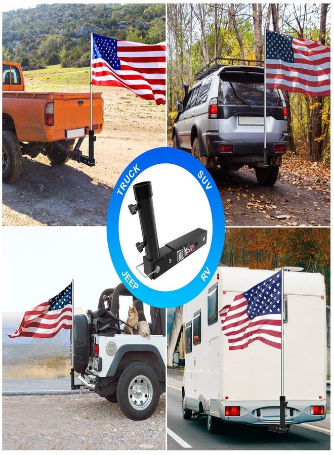 Tanfix Foldable Hitch Mount Flagpole Holder | All Metal Heavy- Duty, Fits Standard 2" Trailer Hitch, Compatible with Jeep, Truck, SUV, RV, Pickup, Camper Trailer (ONE Flagpole) - Image 4