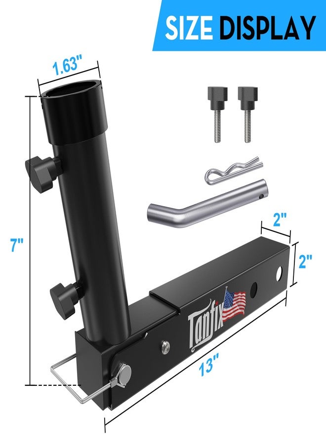 Tanfix Foldable Hitch Mount Flagpole Holder | All Metal Heavy- Duty, Fits Standard 2" Trailer Hitch, Compatible with Jeep, Truck, SUV, RV, Pickup, Camper Trailer (ONE Flagpole) - Image 5