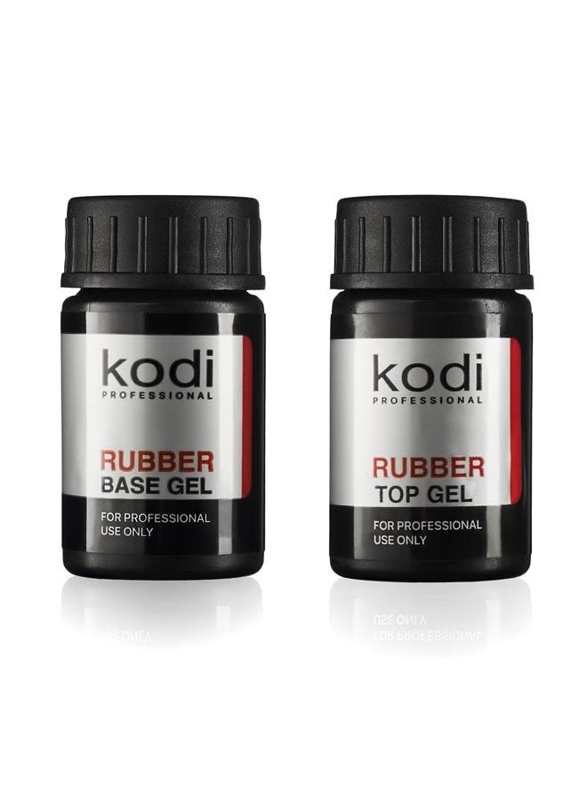 KODI - Professional Rubber Top & Base Gel Set By Kodi | 14ml 0.49 oz | Soak Off, Polish Fingernails Coat Kit | For Long Lasting Nails Layer | Easy To Use, Non-Toxic & Scentless | Cure Under LED Or UV Lamp - Image 1