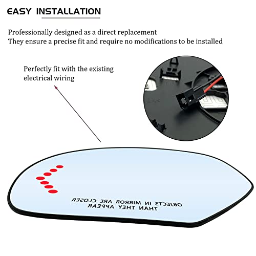 SKARUMMER Driver Left Side Heated Mirror Glass Replacement for Chevy Chevrolet Silverado Avalanche Suburban GMC Sierra Yukon Cadillac Escalade Exterior Side Power Heated Signal Mirror 15874992 - Image 4