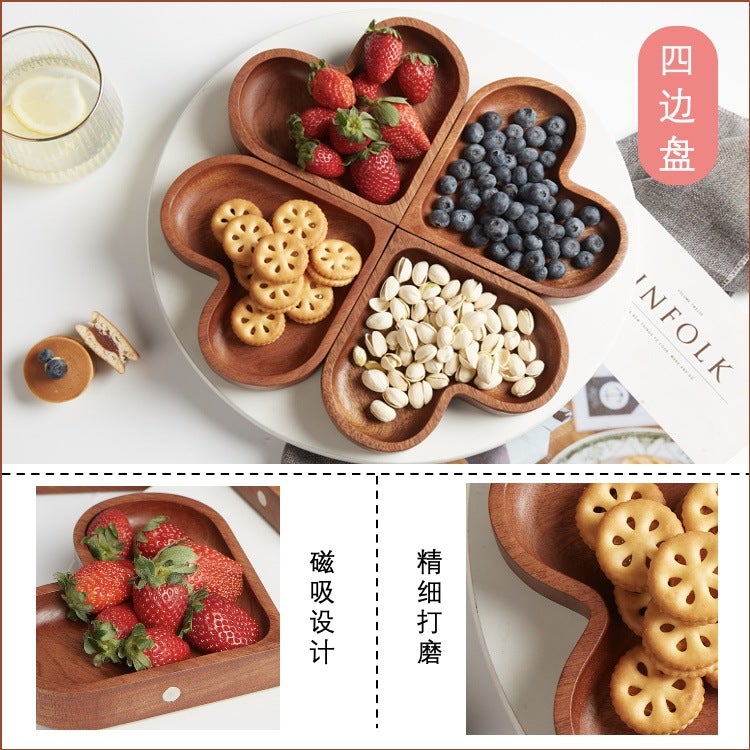Sanchuang Japanese-Style Plate High-Value Fruit Plate Wooden Tea Plate Bread Snack Plate Solid Wood Tray Wooden Plate - Image 2