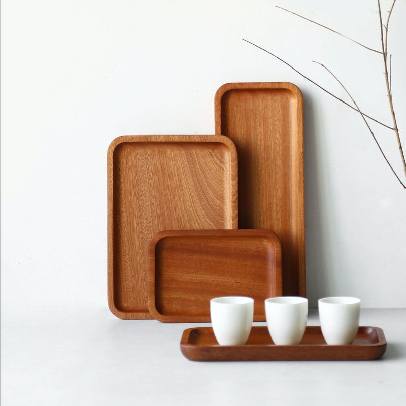 Sanchuang Japanese-Style Plate High-Value Fruit Plate Wooden Tea Plate Bread Snack Plate Solid Wood Tray Wooden Plate - Image 3