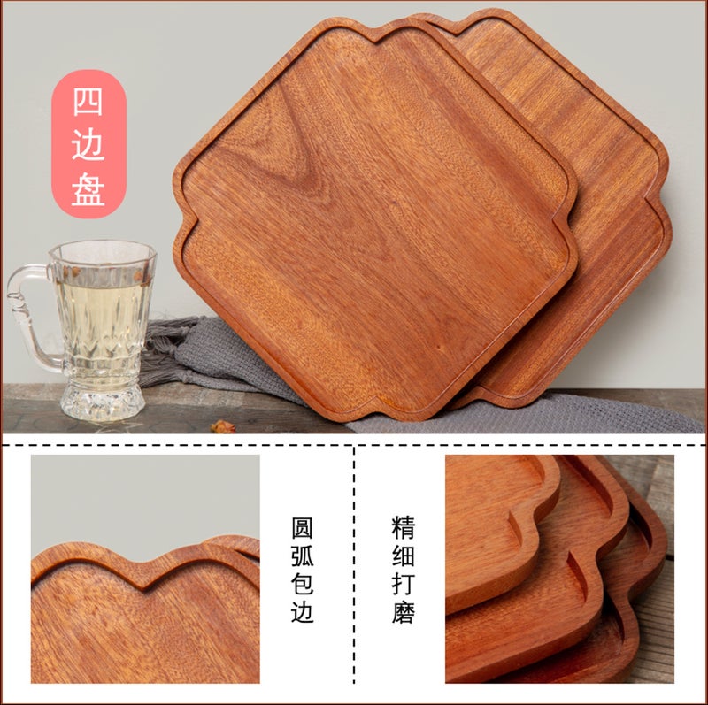Sanchuang Japanese-Style Plate High-Value Fruit Plate Wooden Tea Plate Bread Snack Plate Solid Wood Tray Wooden Plate - Image 4