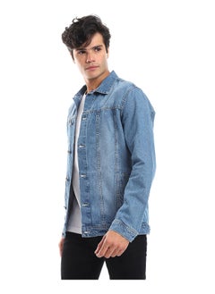 Andora Full Buttoned Casual Denim Jacket_Light Blue  - Image 5